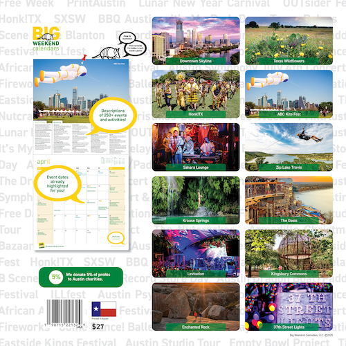 Austin Events 2026 Wall Calendar Back Cover