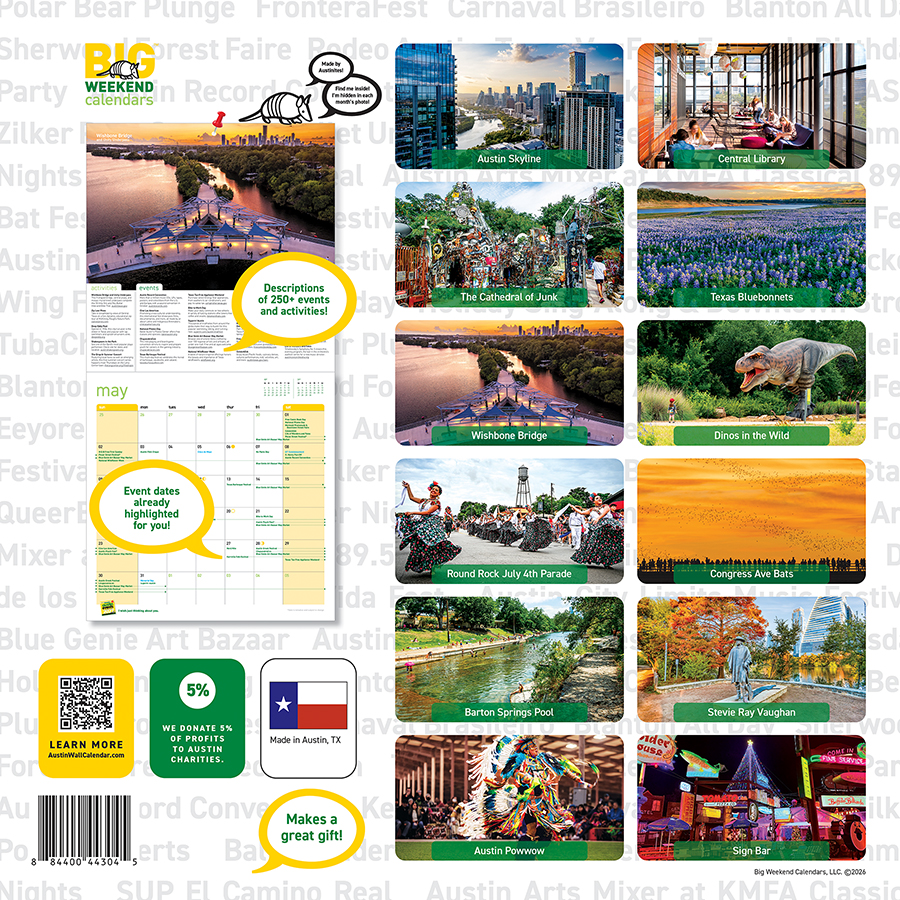 Austin Events 2027 Wall Calendar Back Cover